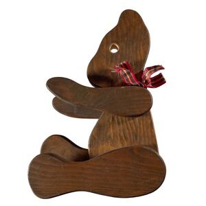 Handmade Wooden Bear Shelf Sitter Decor Rustic Farmhouse Charm Poseable